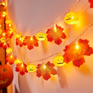 Halloween lyskæde med græskar og arhoneblade - 3 m 20 LED